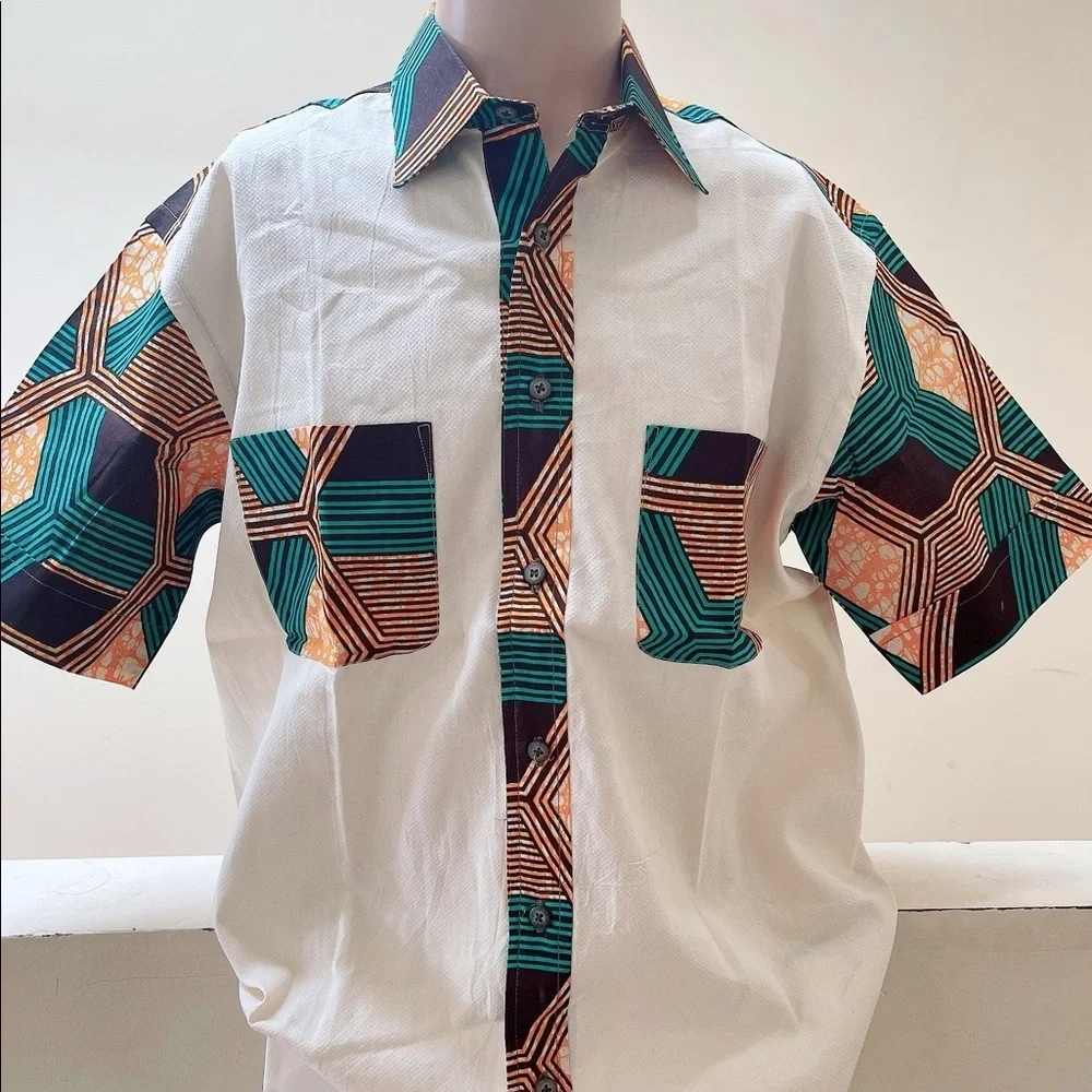 African Print Bottom-up Shirt